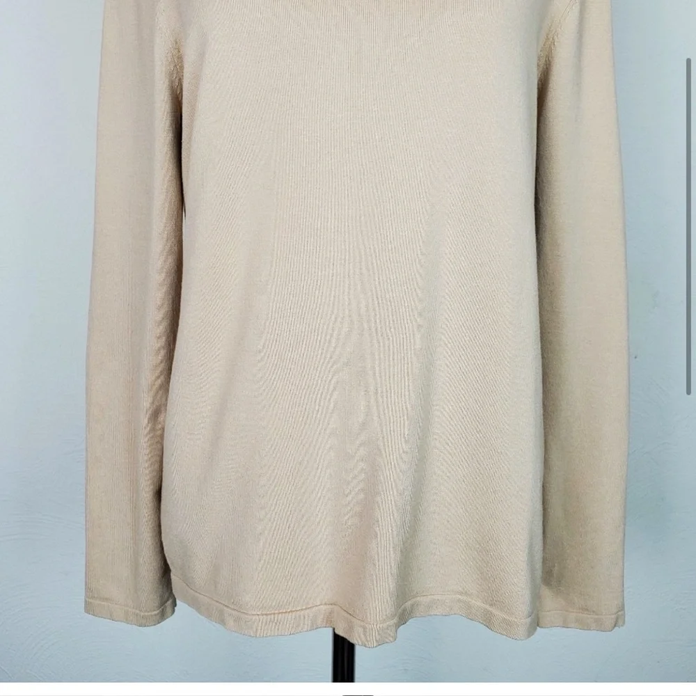 Pendleton Sweater Tan Silk Blend Knit Minimalist Neutral Capsule Wardrobe Spring - Picture 3 of 8